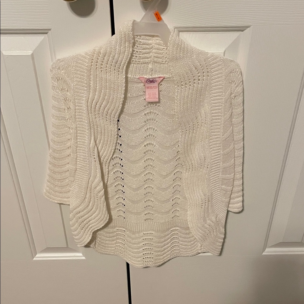 Charlotte Russe Girl's Cream Open-Knit Shrug Medium (10/12) (Like New)